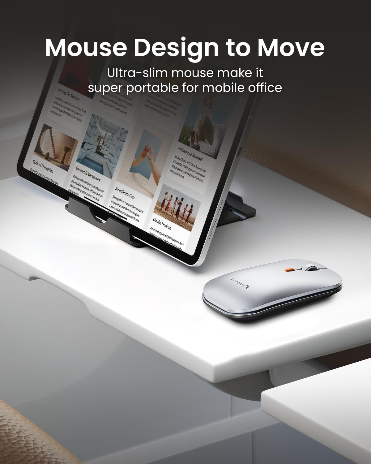 ProtoArc Foldable Keyboard and Mouse, XKM01 True Full-Size Folding Wireless Keyboard Mouse for Business Travel, a Portable Office Suite On-The-Go, Compatible with Laptop iPad Tablet - Black Silver