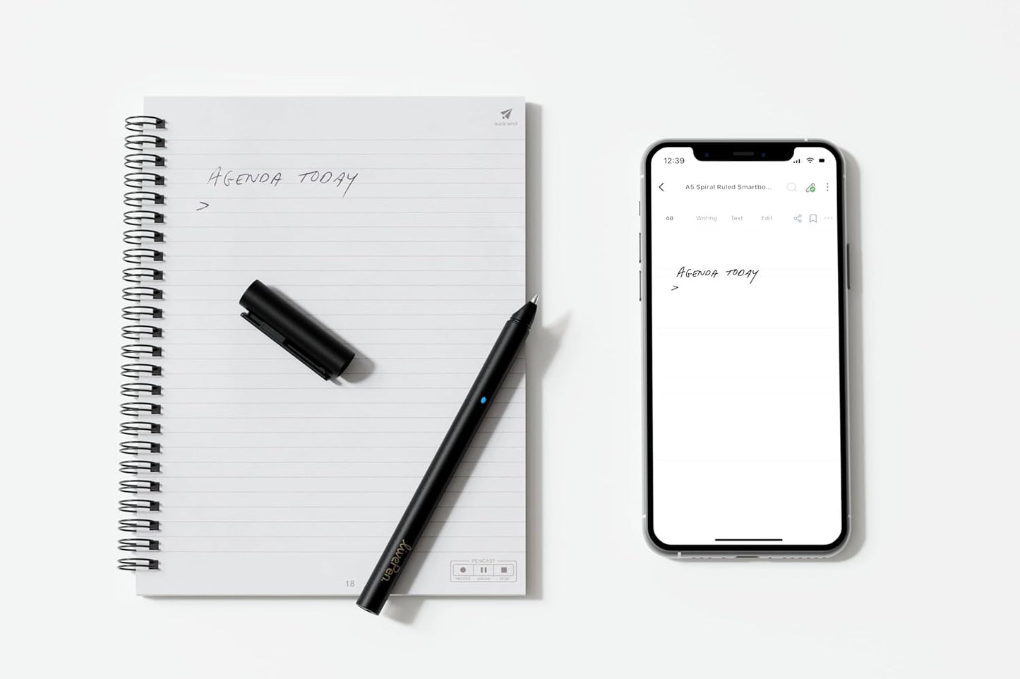 Livescribe LivePen Starter Set | Sync Real Ink and Paper Notes to Phone, Web, Tablet, Desktop, Laptop | Record Audio Synced to Notes | Includes Smart Pen and A5 Journal Notebooks (4-Pack) | APNX-70103