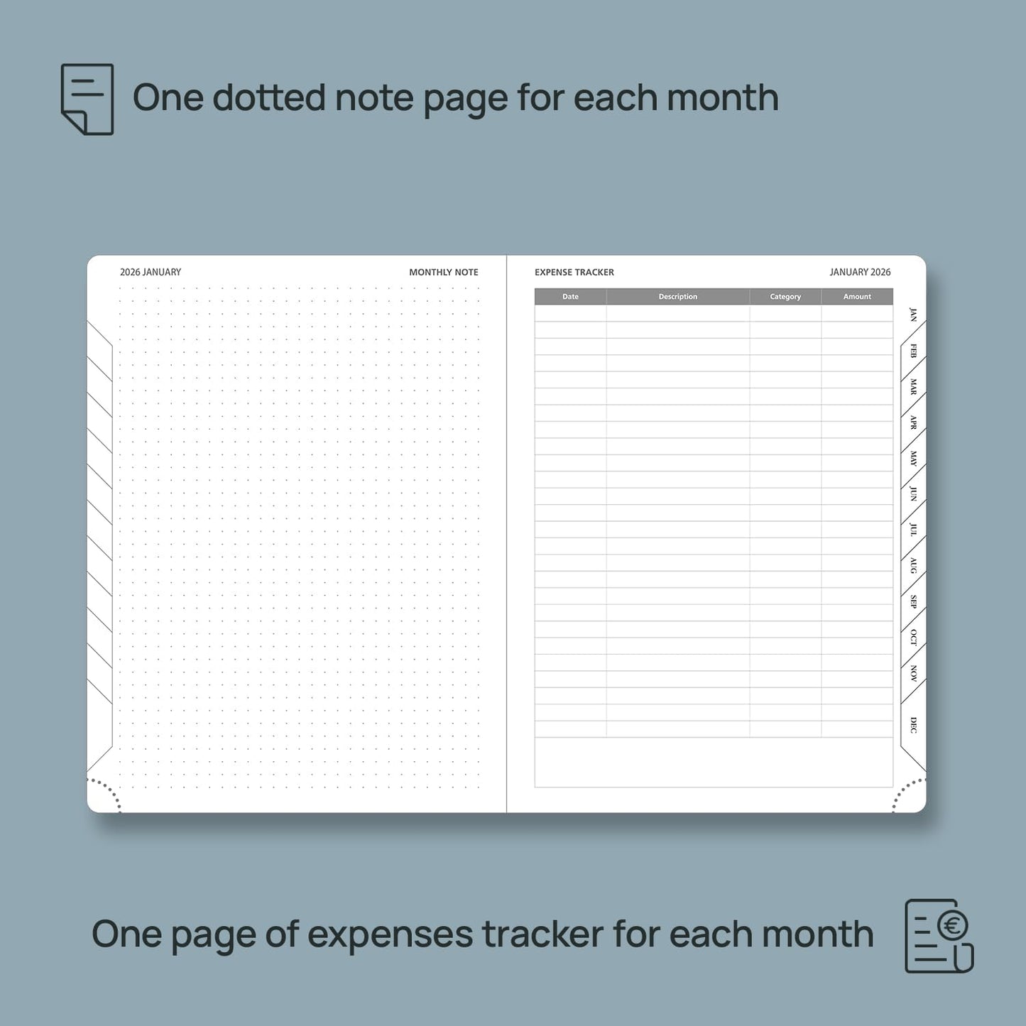 POPRUN Monthly Planner 2026-2027 (Medium- 6.5'' x 8.5'' Soft Cover), 18-Month Calendar Book (Jan.2026 - Jun. 2027), Calendar Planner with Monthly Tabs & Pocket, 100 GSM Paper - Night Sky Blue