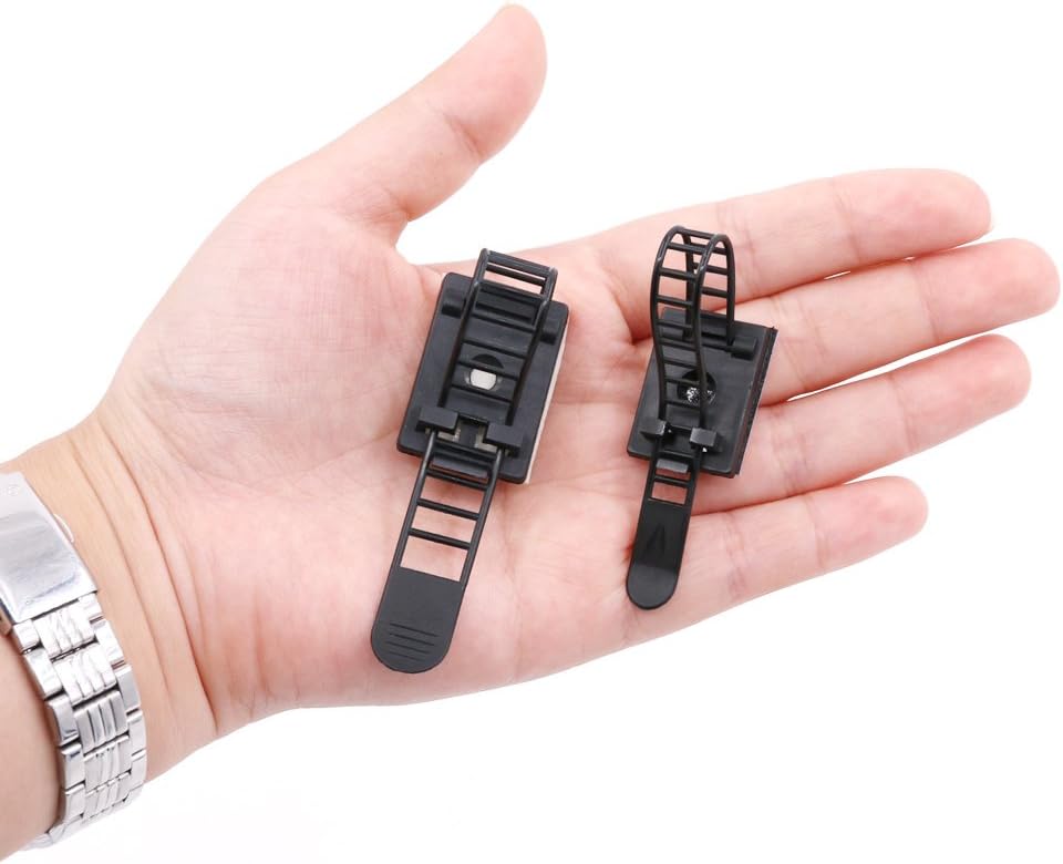 50Pcs 2 Sizes Adjustable Self-Adhesive Nylon Cable Straps Cable Ties Cord Clamp for wire management, Large and Small