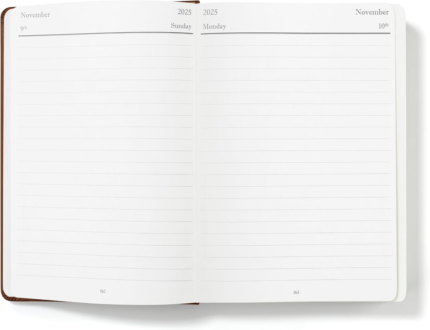 Wykeham's Executive 2025-26 Daily Journal Planner – Customization Available – Mid-Year Academic Diary (Brown, 8.5"×5.5")