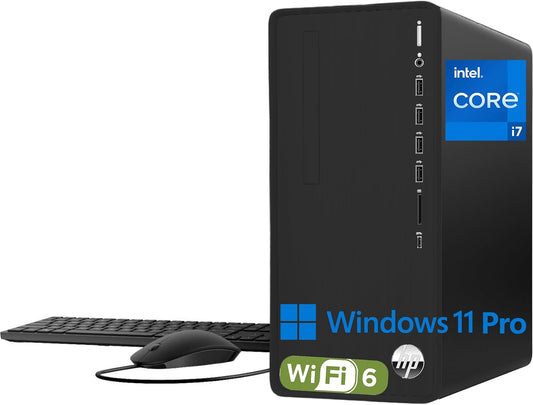HP Pavilion Tower Desktop Computer, Intel 8-Core i7-10700F up to 4.8GHz, 64GB DDR4 RAM, 4TB PCIe SSD, GeForce GT 610 2GB, WiFi 6, Bluetooth, RJ-45, Type-C, KB & Mouse, Black, Windows 11 Pro, Tichang