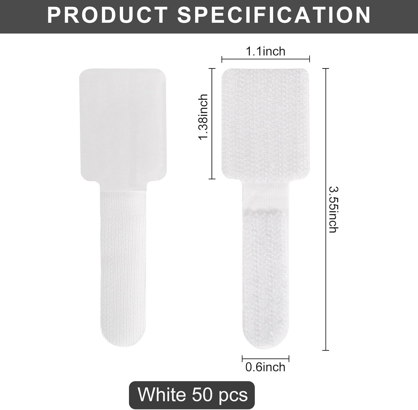 50-Pack Reusable Self-Adhesive Cable Ties Cable Management Adjustable Hook & Loop Straps for Organizing Data Cables, Wires, Headphones Under-Table Cord Management for Home, Office