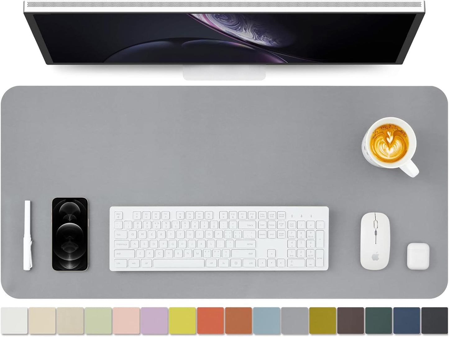 HOMIEAZICOZI Leather Desk Mat - Non-Slip PU Pad for Office and Home Organization Accessories Ideal Large Mouse Mats on Top of Desks (Dark Gray,36''x 17'') (DPD-DGr-L)