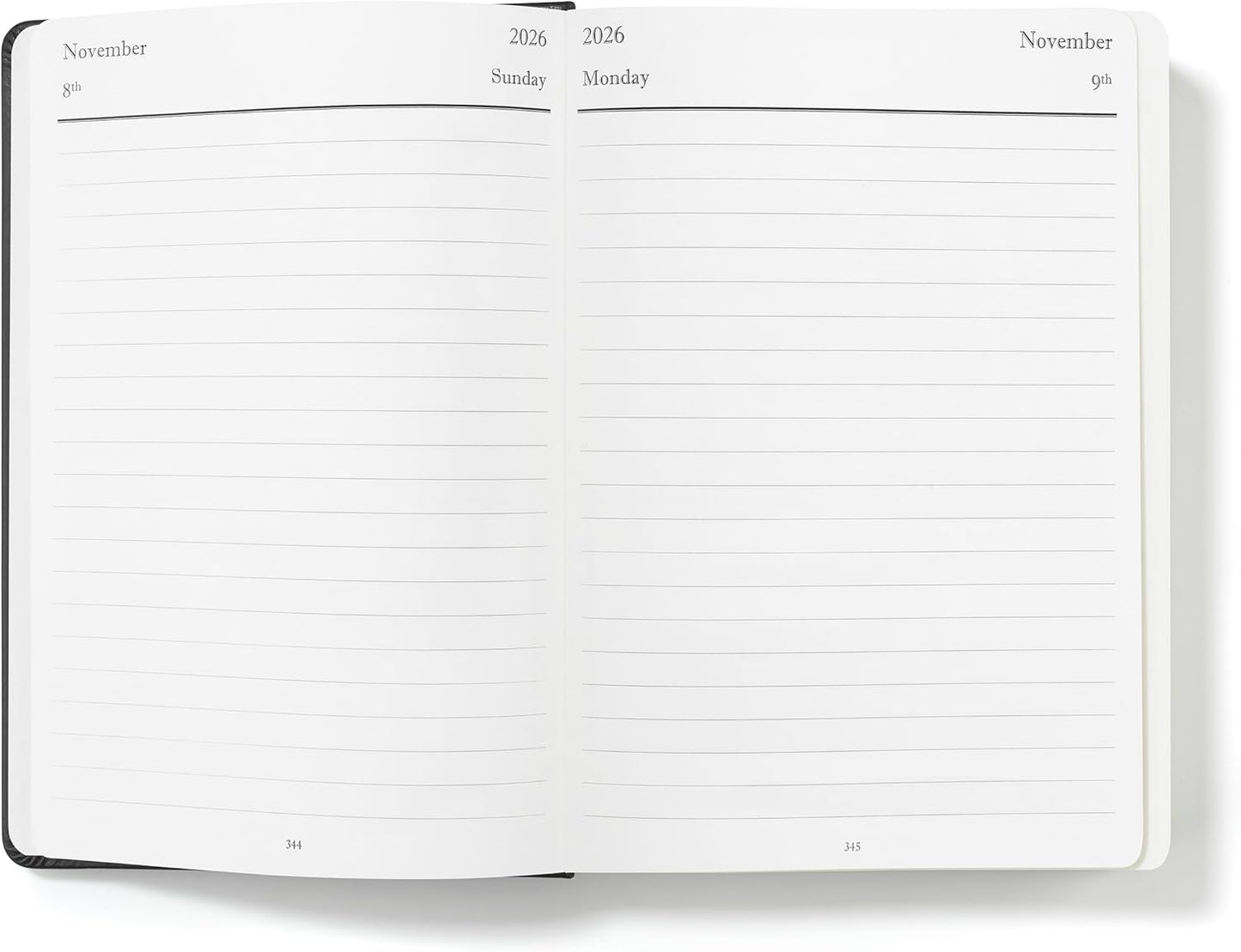 Wykeham's Executive 2026 Daily Journal Planner – US Public Holidays & Format – Customization Available (Black, 8.5"×5.5")