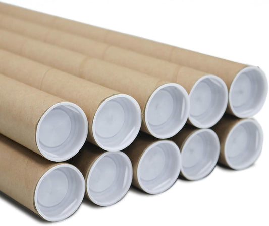 MagicWater Supply Mailing Tube - 1.5 in x 12 in - Kraft - 10 Pack - for Shipping and Storage of Posters, Arts, Crafts, and Documents