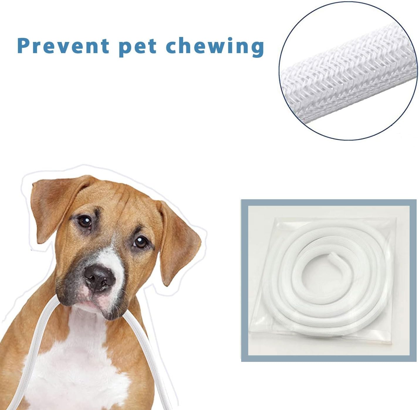 Pet Proof Split Cable Sleeve Organizer - Cord Cover Protector for Desk, Hide Wires from Cats Chewing, Computer Cord Management (3/4inch-5ft, 2Pcs, White)