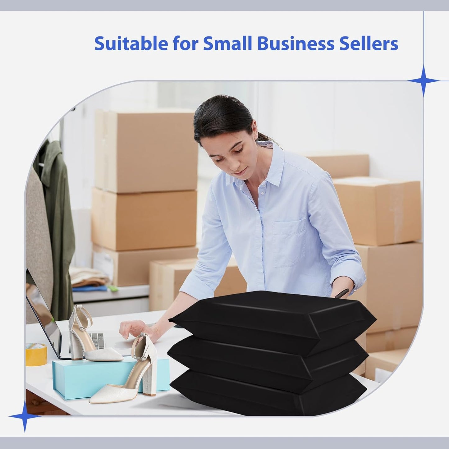 Fuxury Poly Mailers 25 Pcs 17.7 X 22", XL Shipping Bags for Clothing, Strong Adhesive Shipping Mailing Envelopes,Large Self-Sealing Polymailer for Small Business Black #10