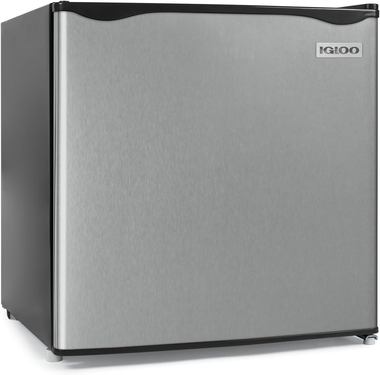 Igloo 1.6 Cu.Ft. Compact Refrigerator, Adjustable Thermostat, Glass Shelves, Includes Scraper, Ice Cube Freezer Drip Tray, Platinum