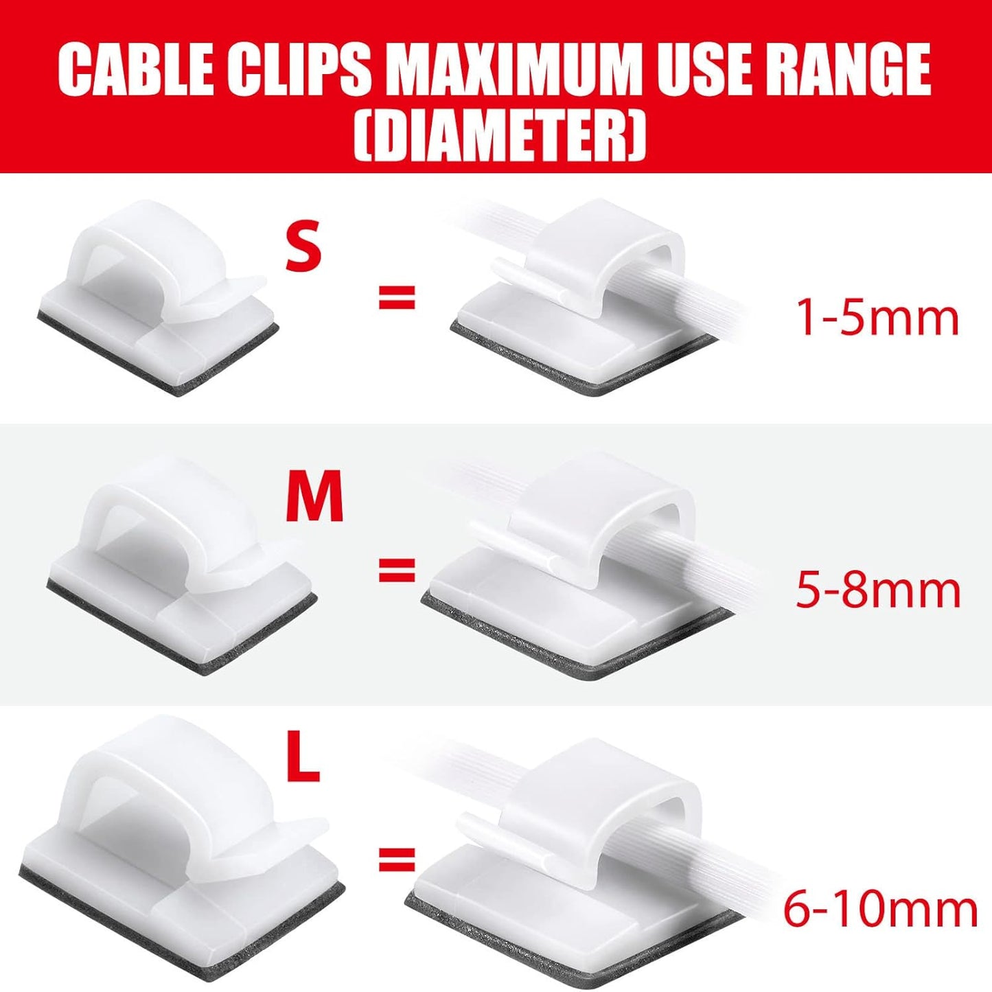 Blulu 100 Pcs Adhesive Cable Clips Bulk Wire Holder for Cord Organizer Clips Cable Management Outdoor Light Hooks for Christmas Wall String Lights Fairy Lights