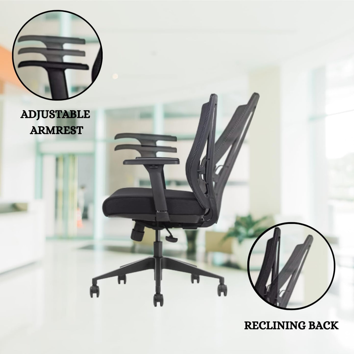 Bitchair Ergonomic Mesh Conference Room Chair - Adjustable Lumbar Support Computer Desk Chair with Height Adjustable Arms - Seat Depth Adjustable Office Chair - (Black) (Pack of 4)