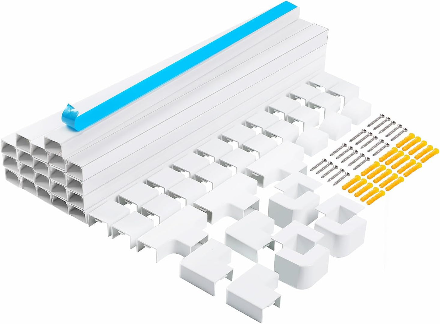 Cord Hider, RAZCC 315 Inch Cable Cover Raceway Kit for Cable Management, Wire Covers for Cords, Cord Covers for Wires on Wall, Simple and Easy Installation, 20 Pack Wire Hider, White