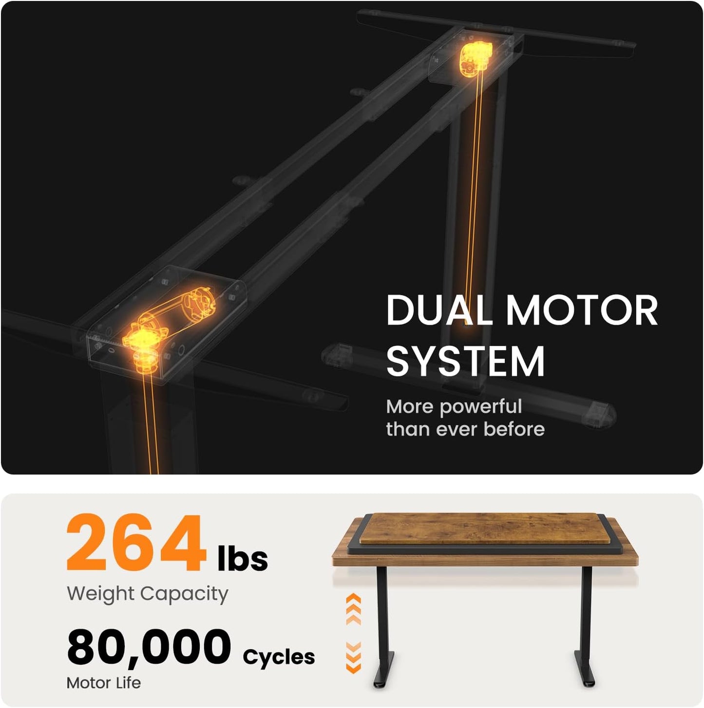 ErGear Dual Motor Standing Desk Frame 264 lbs Weight Capacity, 4 Memory Height Settings, Electric Adjustable Legs Compatible Desktop Size 44″-90″, Stand up Desks Frame Workstation, Black Frame Only