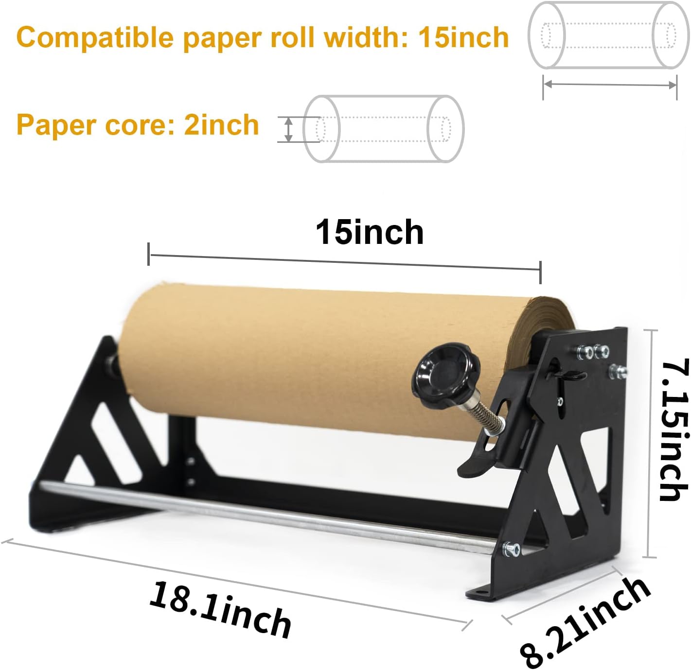Honeycomb Packing Paper Roll Dispenser for Packaging, Improve Packing Efficiency, Kraft Wrapping Paper Holder Manual Cutter Machine for Small Business, Dispenser Machine Only, Core Size 2inch