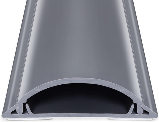 Cord Cover 6.6ft(2xL3.3Ft), Large Capacity Gray PVC Cord Hider - Hard Floor Wire Cover for Cable Management - 1.8" W x 0.6" H