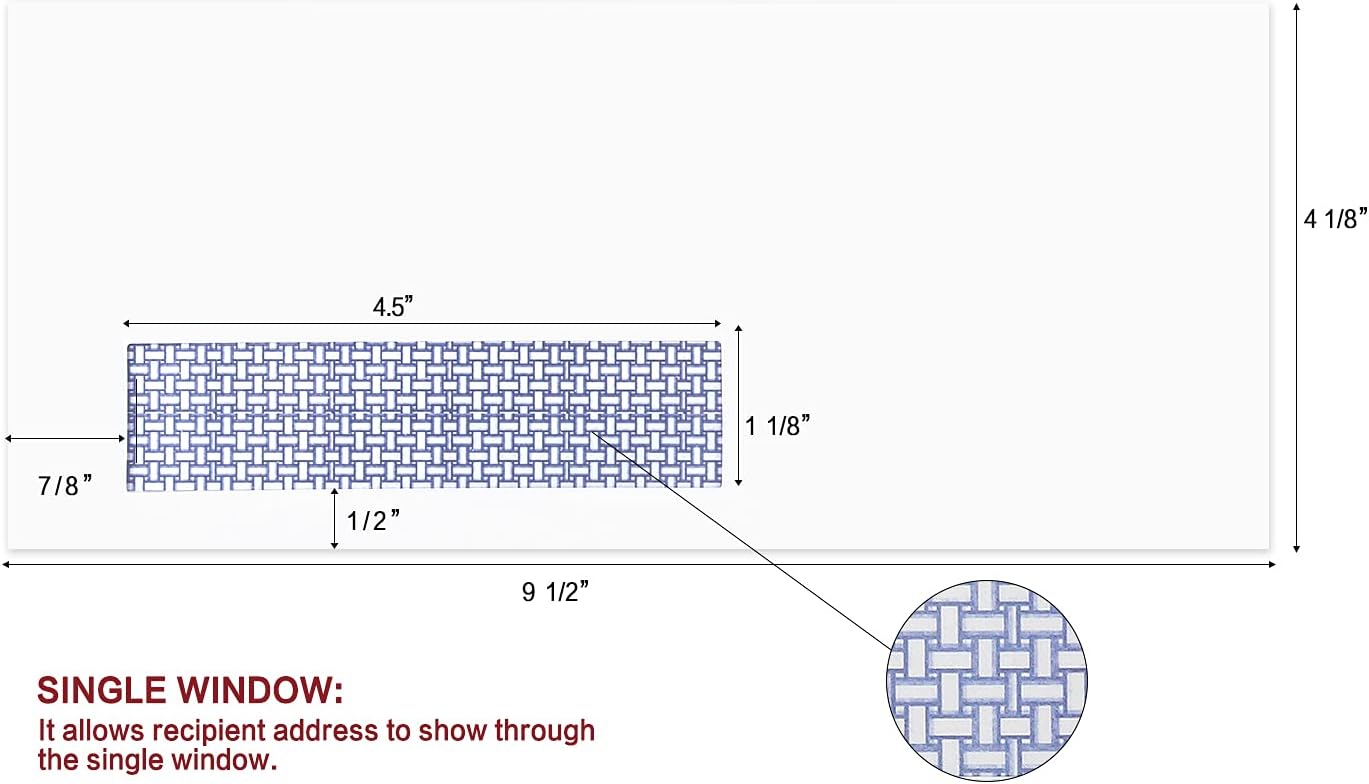 1000 Pack #10 Single Left Window SELF Seal Security Envelopes, Designed for QuickBooks Invoices & Business Statements, Computer Printed Checks Peel and Seal Flap, Size 4-1/8 x 9-1/2 Inches, 24 LB