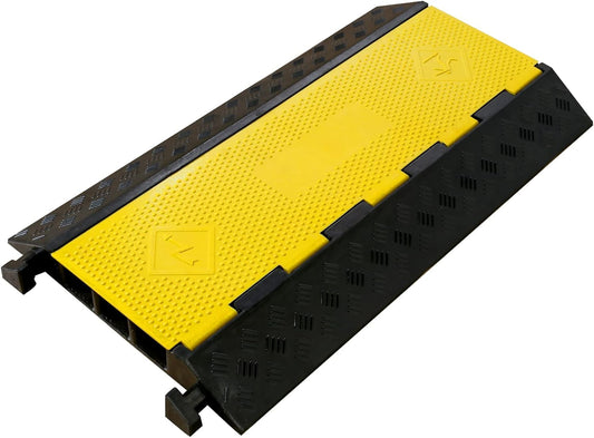 Rubber Cable Ramp 3 Channel Drive Over Hose Cable Protector Outdoor 22000Lbs Load Capacity Wires Power Lines Extension Cord Cover Traffic Speed Bump 1 Pack