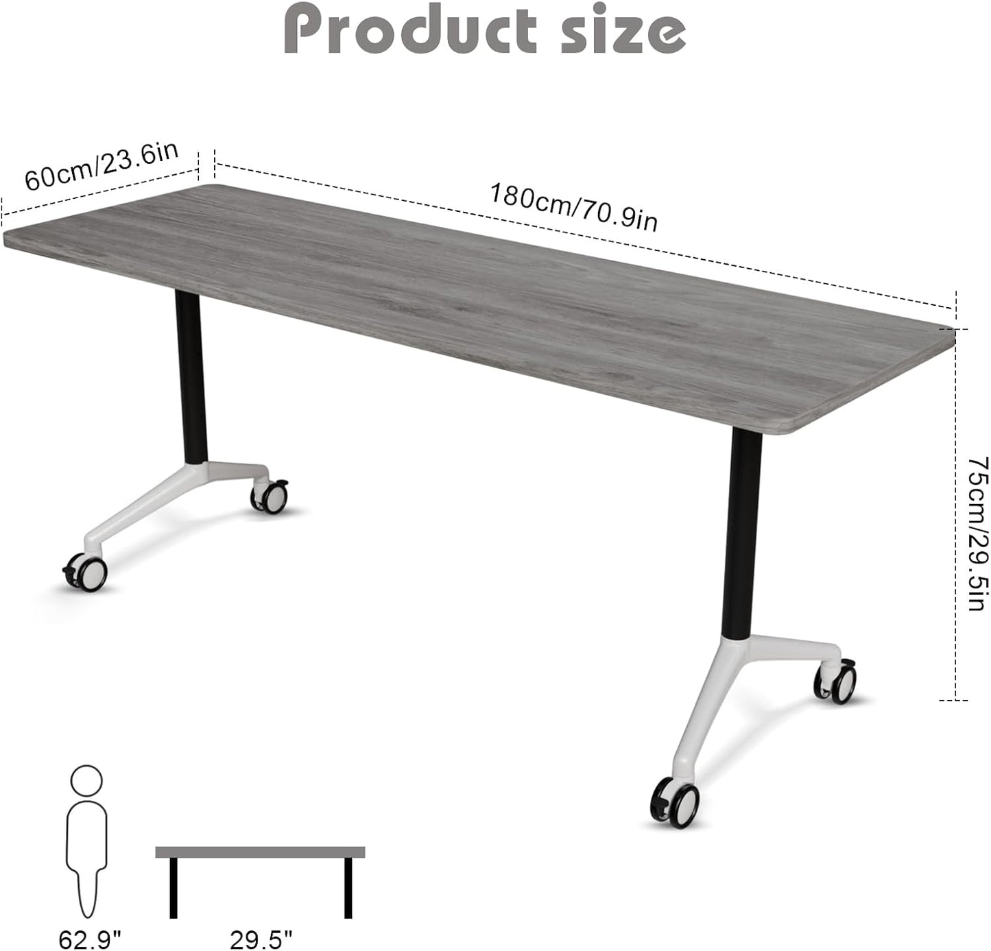 Conference Room Table with Flip-Top Design for Dynamic Meetings, Business Table Computer Desk with Heavy-Duty Frame,Foldable Seminar Meeting Tables for Home Office (2, B, 70.8IN)