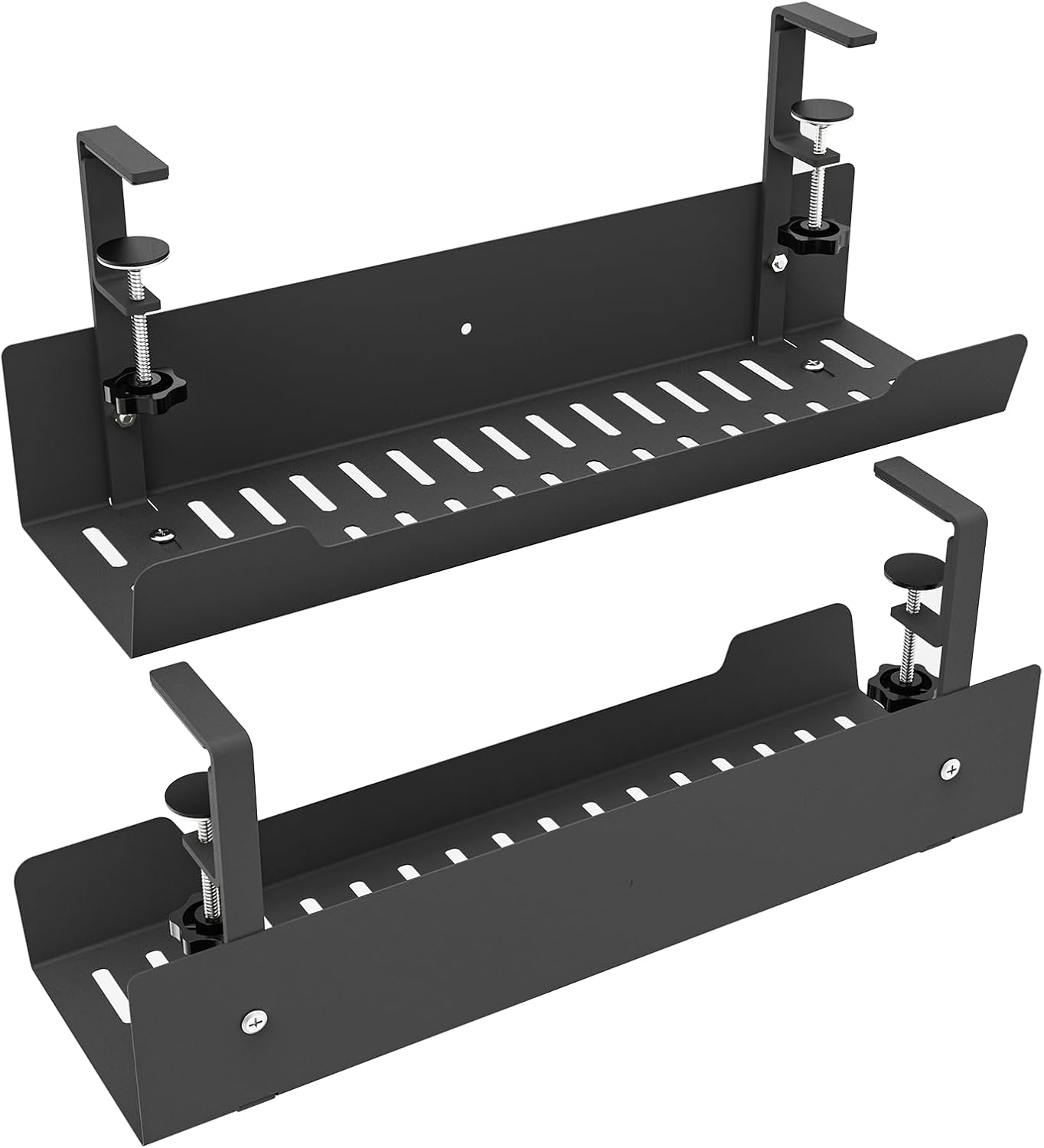 VIDOR Desk Cable Management Tray, Under Desk Cable Organizer, 17 inch Steel, Easy Install, Black, 2Pcs