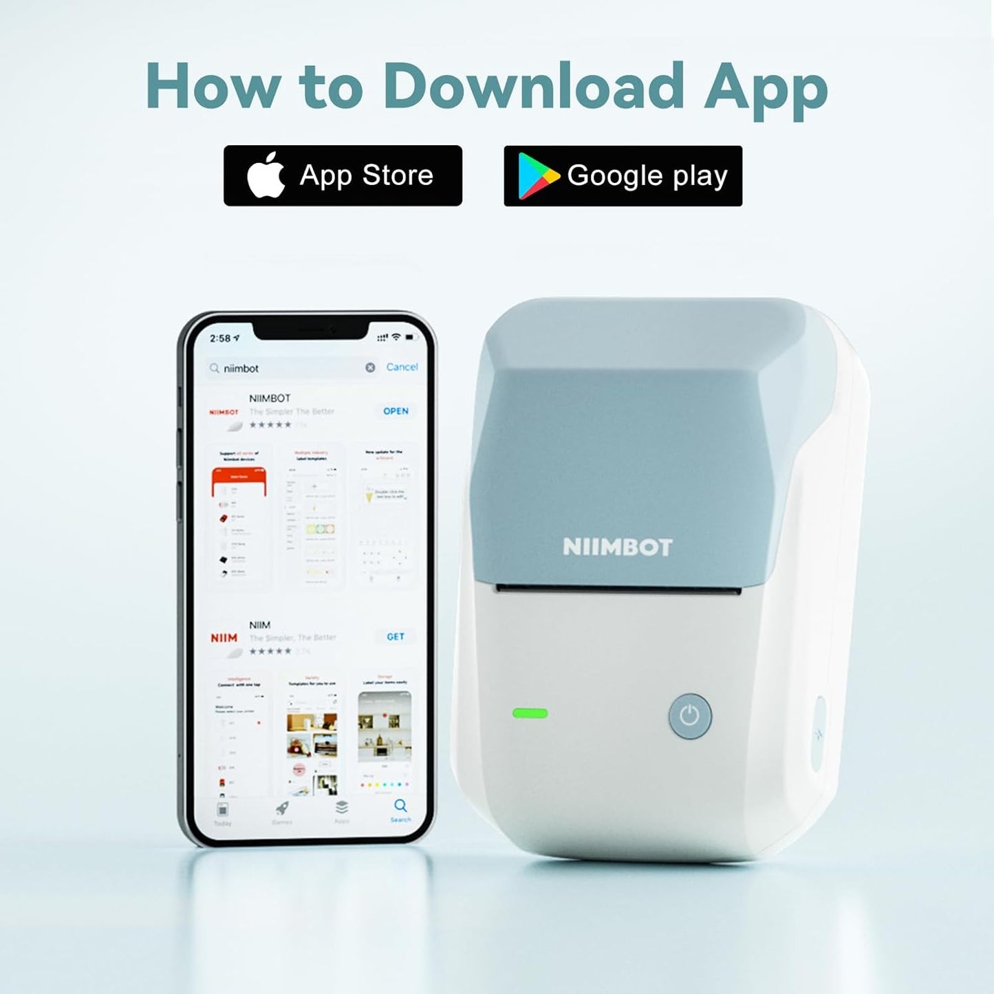 NIIMBOT B1 Label Maker Machine with Tape, Thermal Label Printer Easy to Use for Office, Home, Business, 2 Inch Label Maker with 2'' x1.18'' Labels