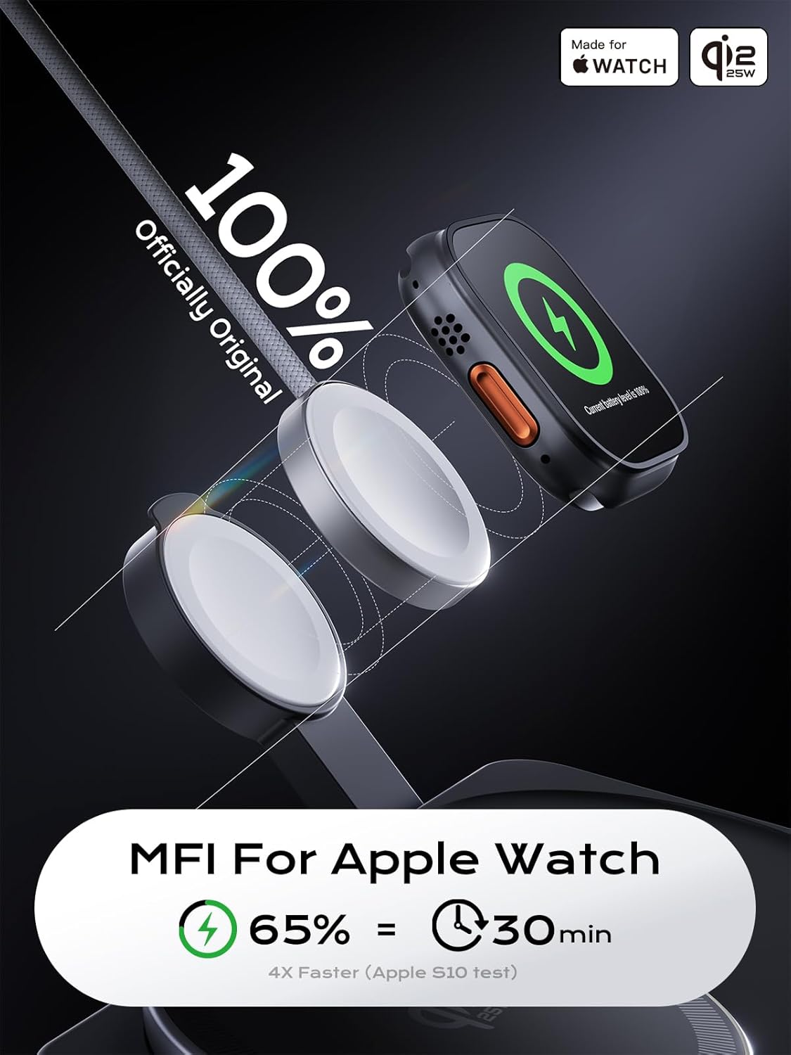 Qi 25W MagSafe 3-in-1 Wireless Charging Station, MFI Certified by Apple, Fast Foldable Charger Stand for iPhone 17/16/15/14/13/12 Pro Max, Apple Watch, AirPods(45W Adapter Included)