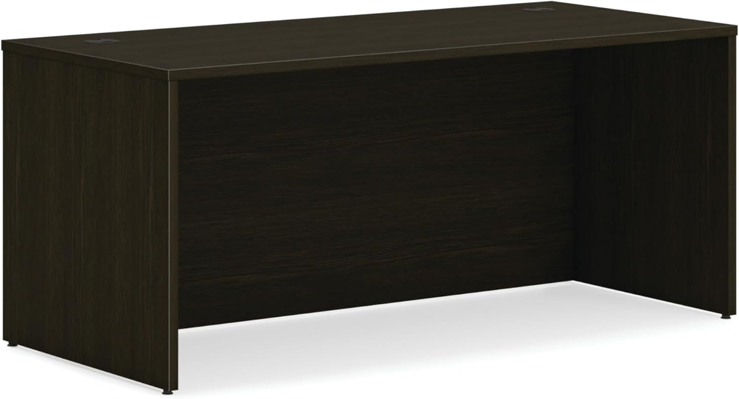 HON MOD Executive Desk 66-Inch Large Computer Desk Shell, Thick Wooden Laminate, Modern Table with Cord Management, 66" W x 30" D x 29" H, Java Oak