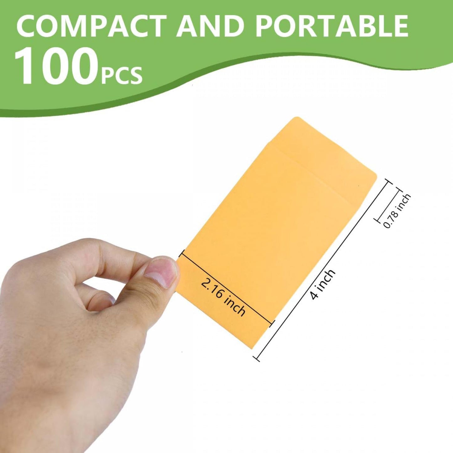 SenseYo 100 Pack Small Coin Seed Mini Tip Envelopes for Coin, Cash, Key, Seed with Gummed Flap, 2.25" x 3.5"