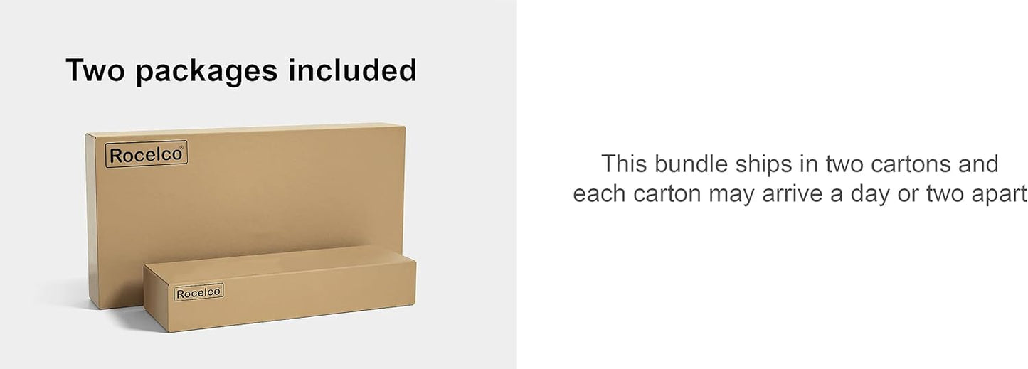 Rocelco 46" Large Height Adjustable Standing Desk Converter with Double Monitor Mount Arm BUNDLE - Quick Sit Stand Up Computer Workstation Riser - Retractable Keyboard Tray - Black (R DADRB-46-DM2)