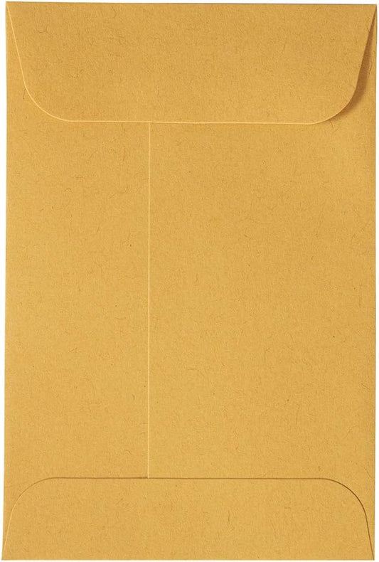 JAM PAPER #4 Coin Business Commercial Envelopes with Peel and Seal Closure - 3 x 4 1/2 - Brown Kraft Manila - 50/Pack
