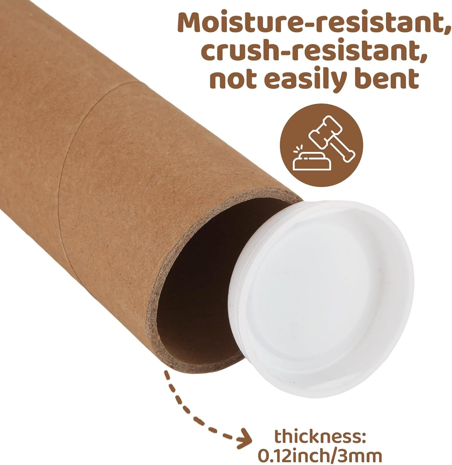 12PCS 2x16-Inch Mailing Tubes with Caps, Cardboard Shipping Tubes,Kraft Paper Tube Mailers for Shipping, Packing, Art Prints, Maps, Blueprint