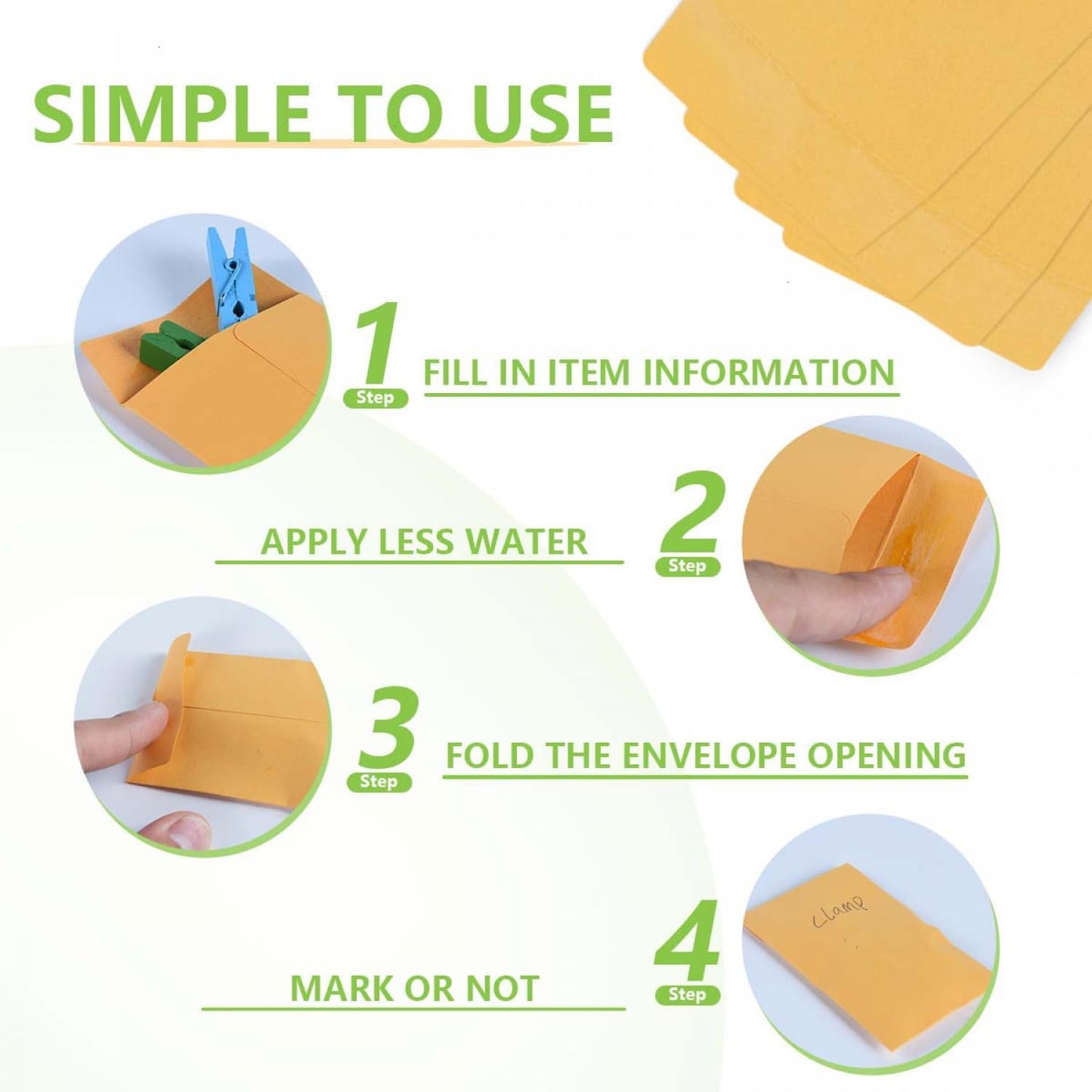 SenseYo 200 Pack Small Coin Seed Mini Tip Envelopes for Coin, Cash, Key, Seed with Gummed Flap, 2.25" x 3.5"