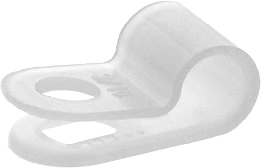 Secure 3/16 Inch Standard R Type Natural Nylon Screw Mount Cable Clamp for Wire Management - 100 Pack