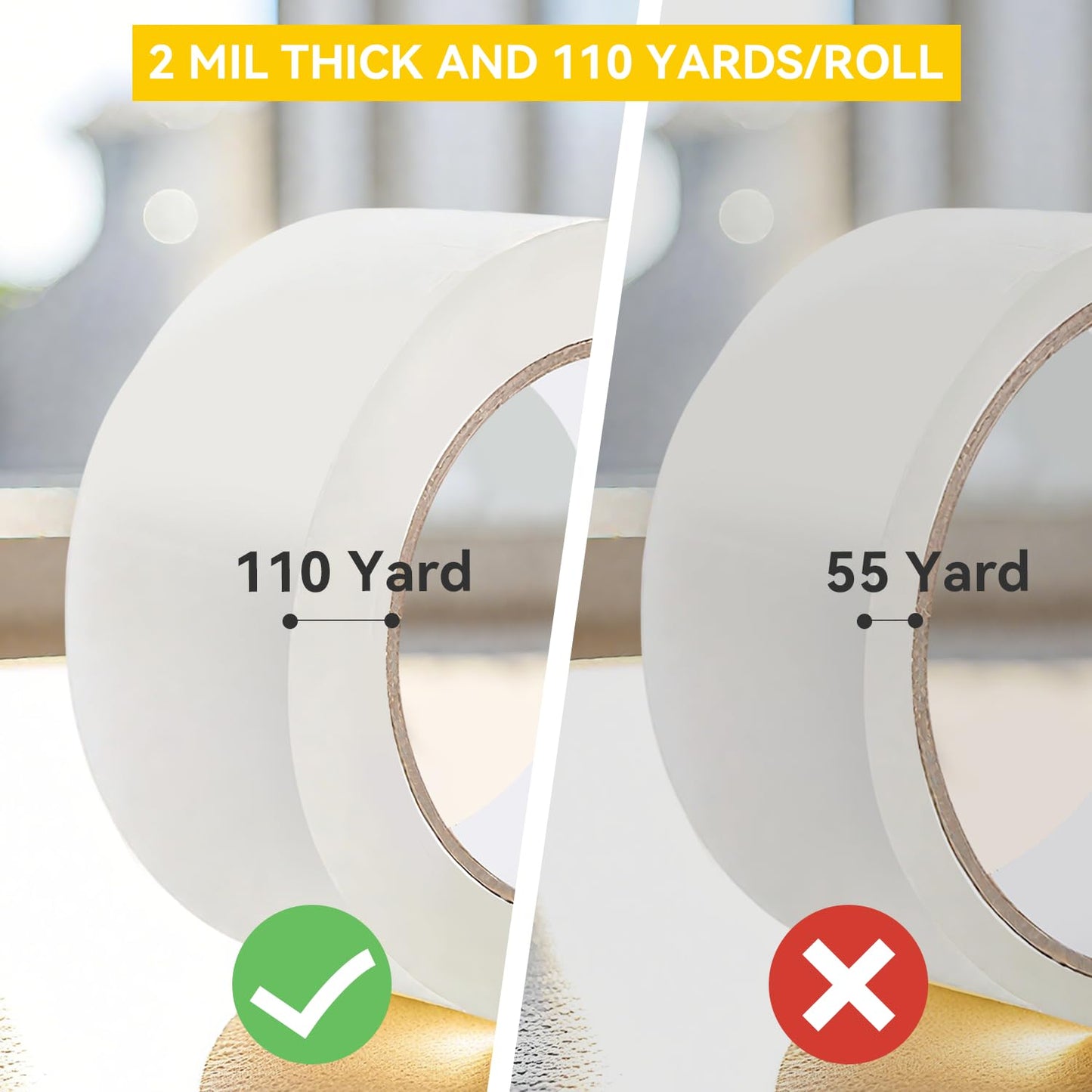 Clear Packing Tape 36 Rolls, Total 3960 yd., Heavy Duty Shipping Tape, Each 2 inch x 110 Yards x 2 mil Thick for Shipping, Packaging, Sealing and Moving