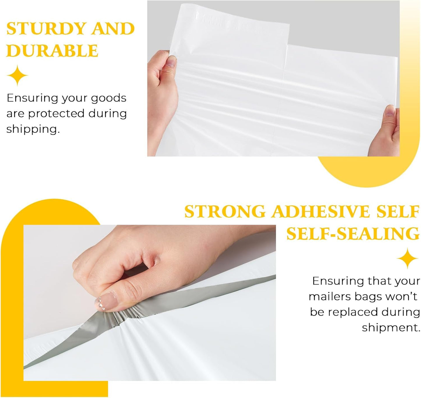 Metronic Large Poly Mailers 17.7x22” 50 Pack Bulk,Shipping Bags for Clothes,Strong Self Adhesive Shipping Envelopes for Small Business,Waterproof Mailing Envelopes for Packaging White