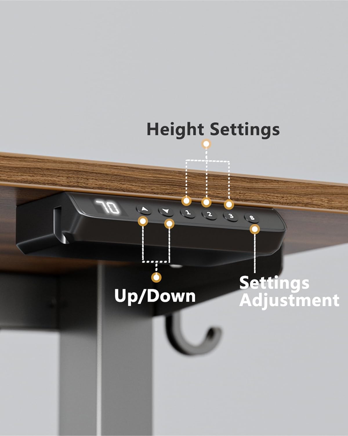 FEZIBO One-Piece Standing Desk Adjustable Height Stand up Home Office Desk, 55x24 Inch Electric Standing Computer Desk, with 4 Memory Presets, Fixable casters, Black Walnut