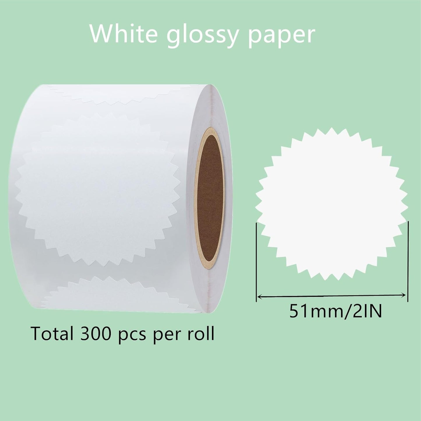 Hybsk 300pcs 2 inch White Certificate Sealing Labels with Serrated Edge Awards Legal Embossing Stickers (White)