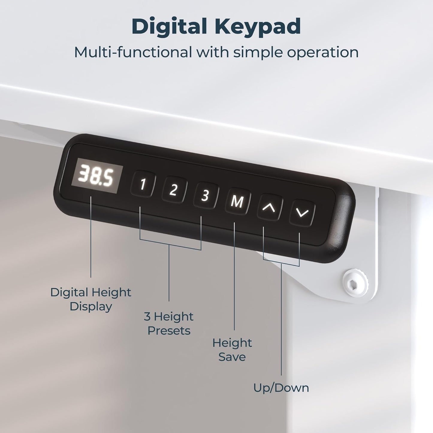 4 Legs Standing Desk, Large 71x31 Inches Electric Adjustable Height Desks with Splice Board, Stand Up Desk Home Office, White