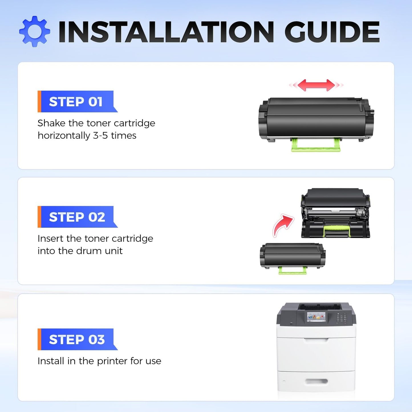 24B6015 Toner Cartridge Black with chip High Yield 1-Pack Replacement for Lexmark 24B6015 Toner Cartridges Compatible with Lexmark M5155 M5163 M5170 XM5163 XM5170 Laser Printer Ink All-in-One