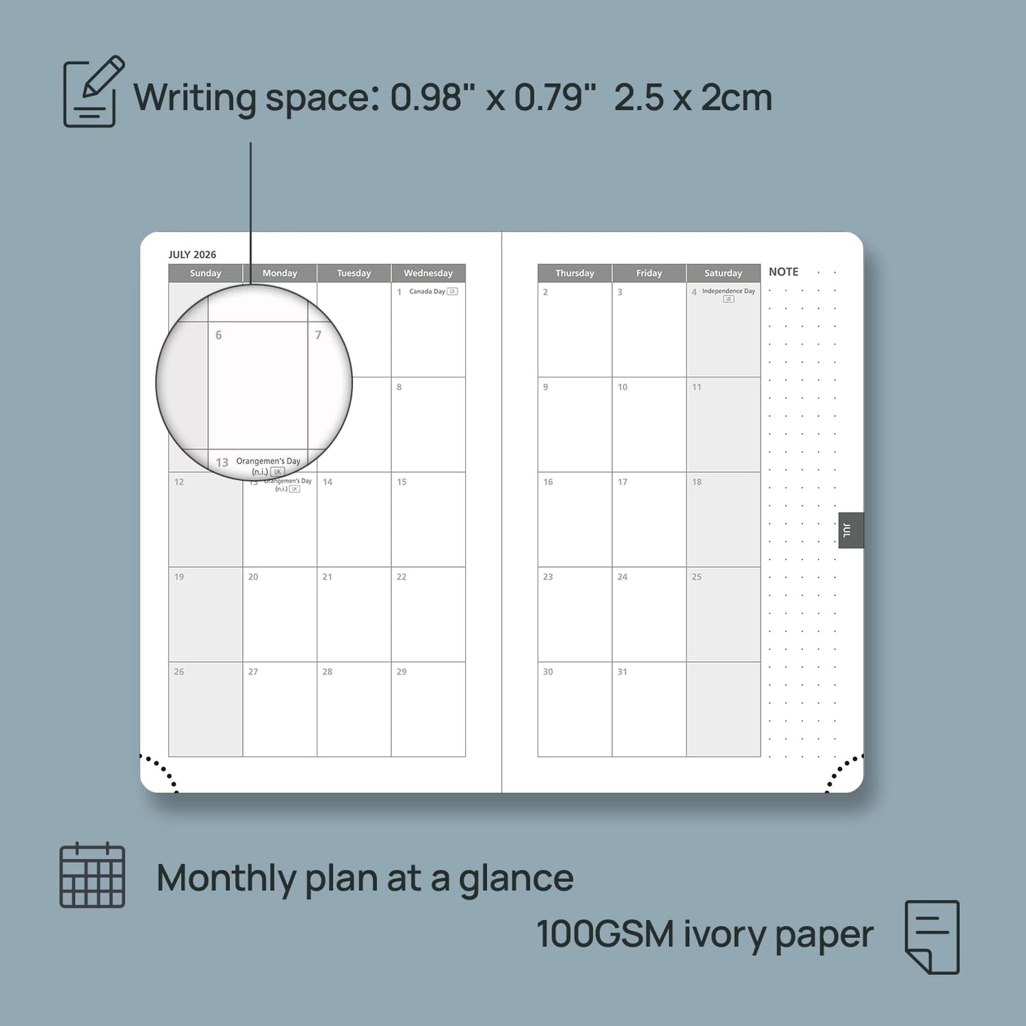POPRUN Weekly Planner 2026 Calendar (Pocket 4'' x 6.25'') 12 Months Notebook with Horizontal Layout, Leather Hardcover, Inner Pocket, 100GSM Thick Paper, Pen Holder TJ - Aquamarine