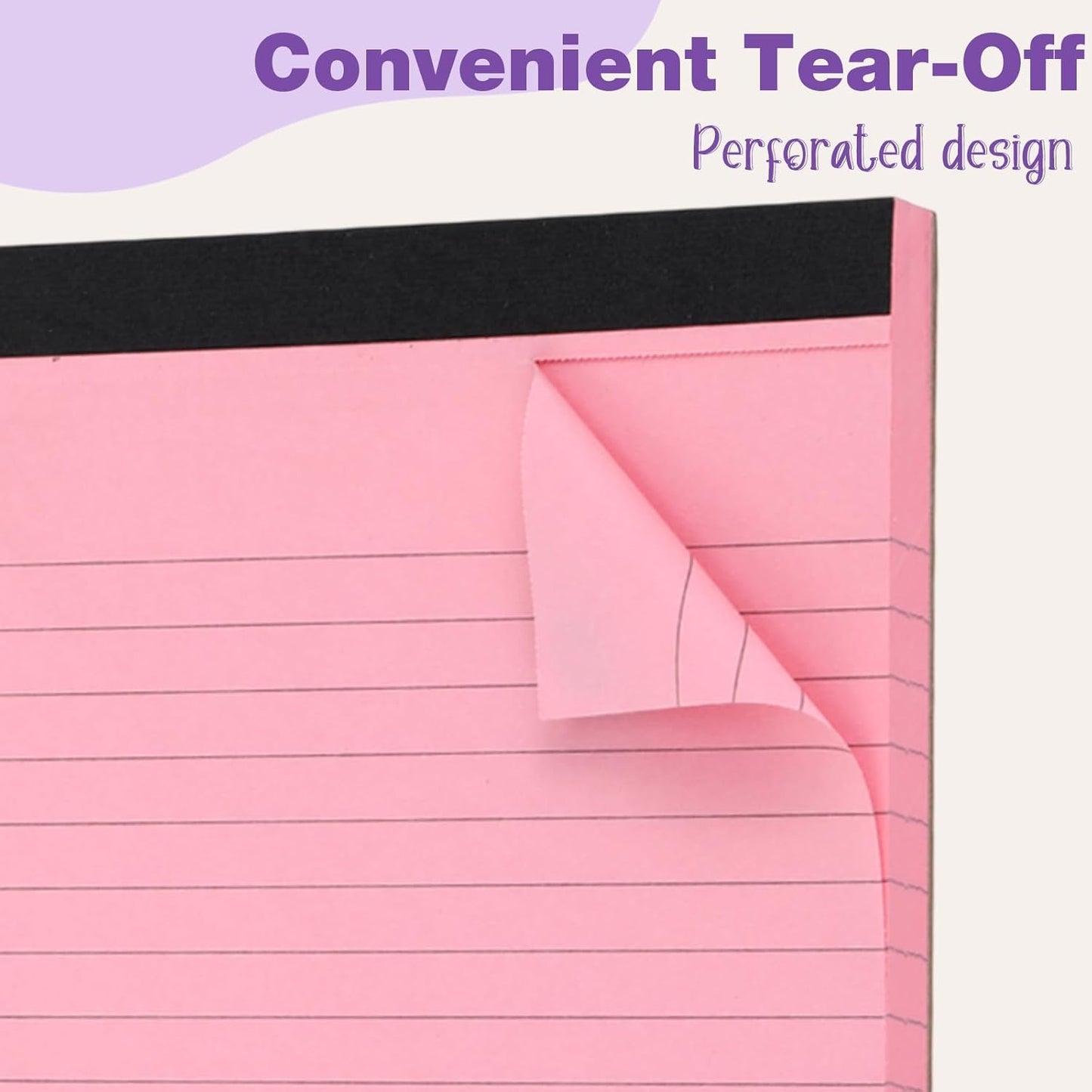 Honoson 6 Pack Legal Pads 8.5 x 11 College Ruled Colored Notepad 600 Sheets Wide Ruled Writing Pads 100 Sheets/pad Lined Paper Bulk for Office School Classroom Teacher Students Supplies, 3 Colors