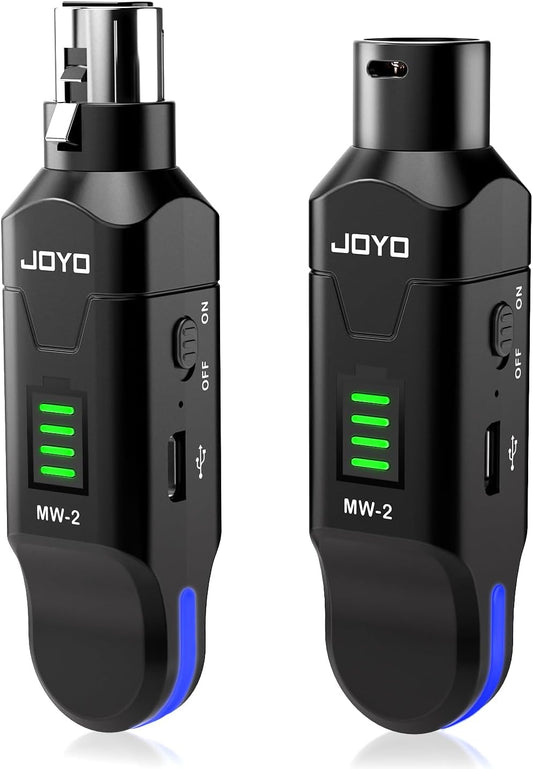 JOYO 2.4GHz Wireless Microphone System 4-Channel XLR Transmitter & Receiver Dynamic/Phantom-Powered Condenser Mics Adapter for PA Systems, Live Sound, Audio Mixer, Church, Studio (MW-2)