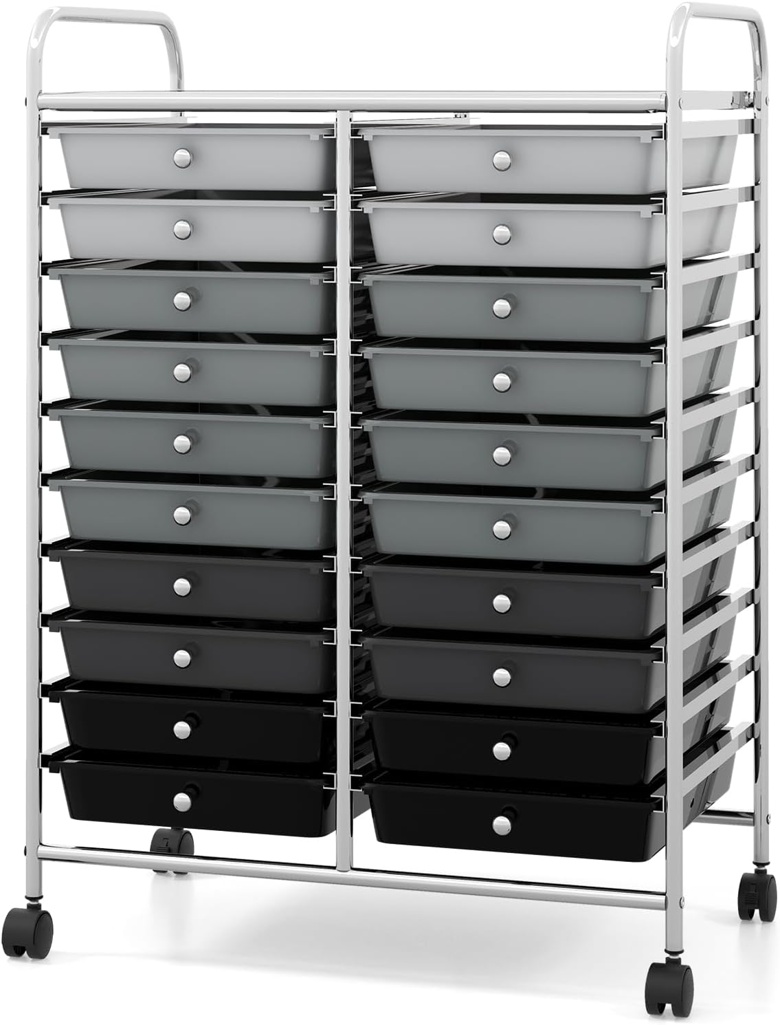 Giantex 20 Drawers Rolling Cart, Mobile Storage Drawer Cart, Classroom Organizer Cart for Office School Supplies Teacher Tools Paper Craft Small Printer, Utility Cart on Wheels, Gradient Grey