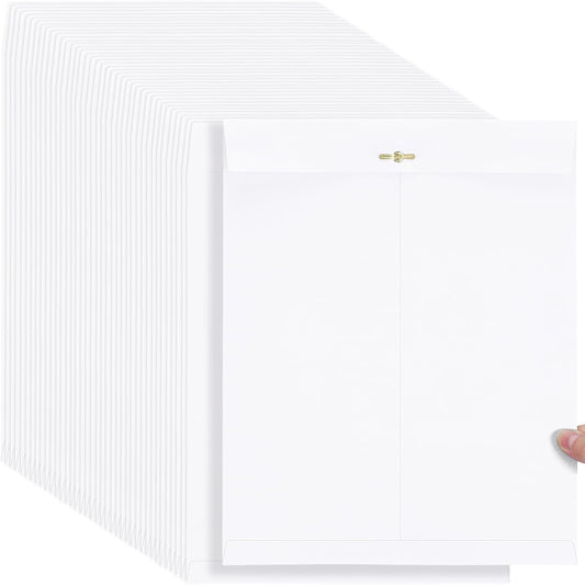 Teling 50 Pcs Manilla Envelopes Clasp Kraft Catalog with Closure for Storing Mailing 28 lb Kraft Envelope Paper for Office Document School Business Home (White,10 * 13)