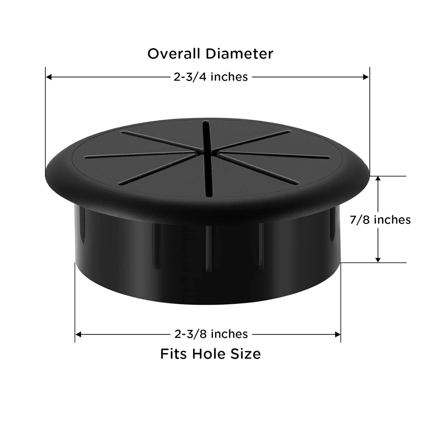 HYCC 10 Pack 2-3/8 Inch Flexible Desk Grommet,Organize Wires and Cables on Office Equipment, Computer Components, Entertainment Systems Effectively - Color: Black