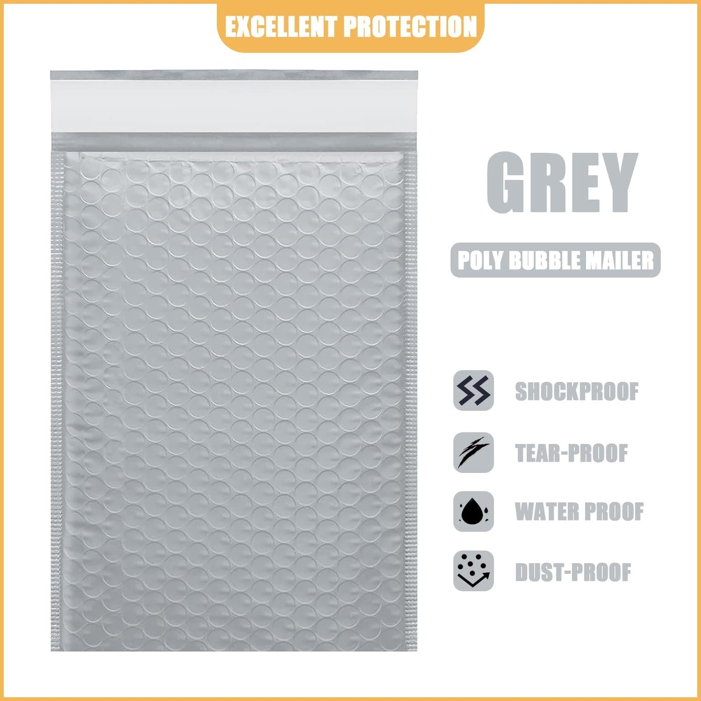 10.5in x 15in Bubble Mailer, Gray Poly Mailer, Padded Envelope, Shipping Envelope, Waterproof, Self-Sealing, For Small Business, Shipping, Mailing, Boutique Packaging(10PCS)