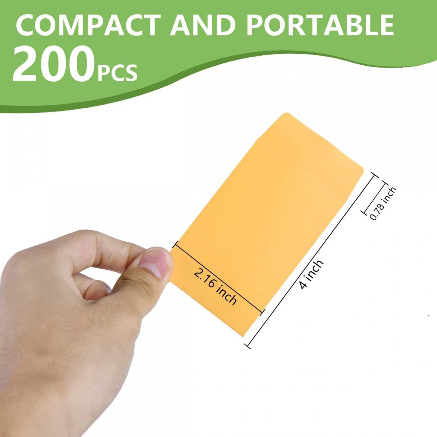 SenseYo 200 Pack Small Coin Seed Mini Tip Envelopes for Coin, Cash, Key, Seed with Gummed Flap, 2.25" x 3.5"