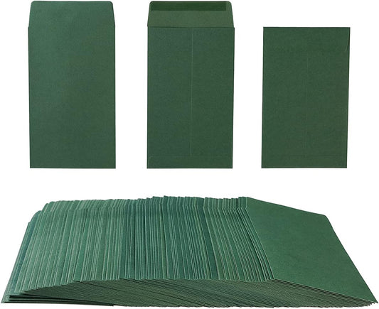 200 Pack Small Coin Envelopes Kraft Paper Seed Envelopes Mini Parts Small Items Stamps Storage Packets Envelopes Self-Adhesive for Garden, Office or Wedding Gift, (2 1/4 x 3 1/2 Inch, Green)
