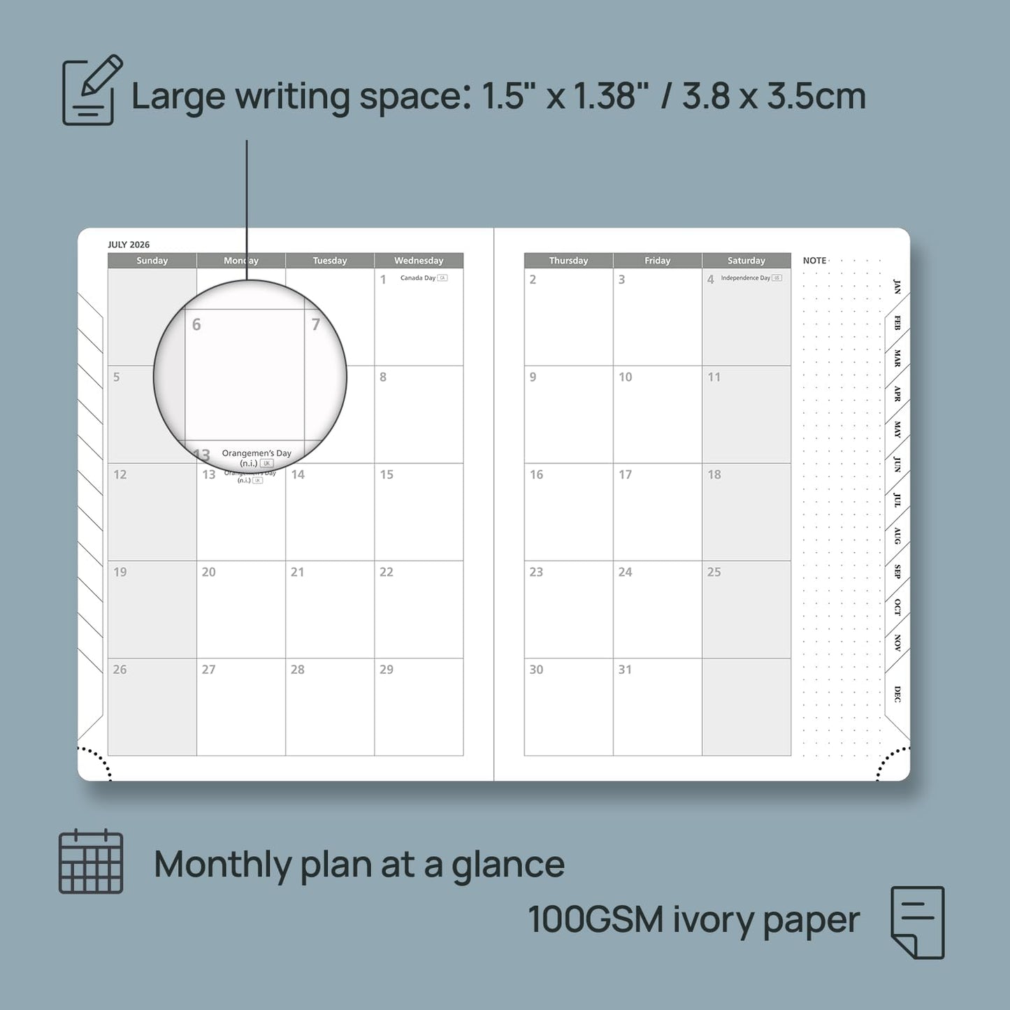 POPRUN 2026 Planner (Medium Size 8.5''x 6.5'' Hardcover) - Daily Weekly and Monthly Calendar Agenda 2026 Appointment Book with Hourly Time Slots, Monthly Tabs, 100 GSM - Orange
