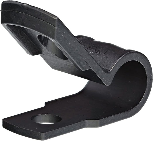 Secure 1/4 Inch Premium R Type UV Black Nylon Screw Mount Cable Clamp for Wire Management - 100 Pack