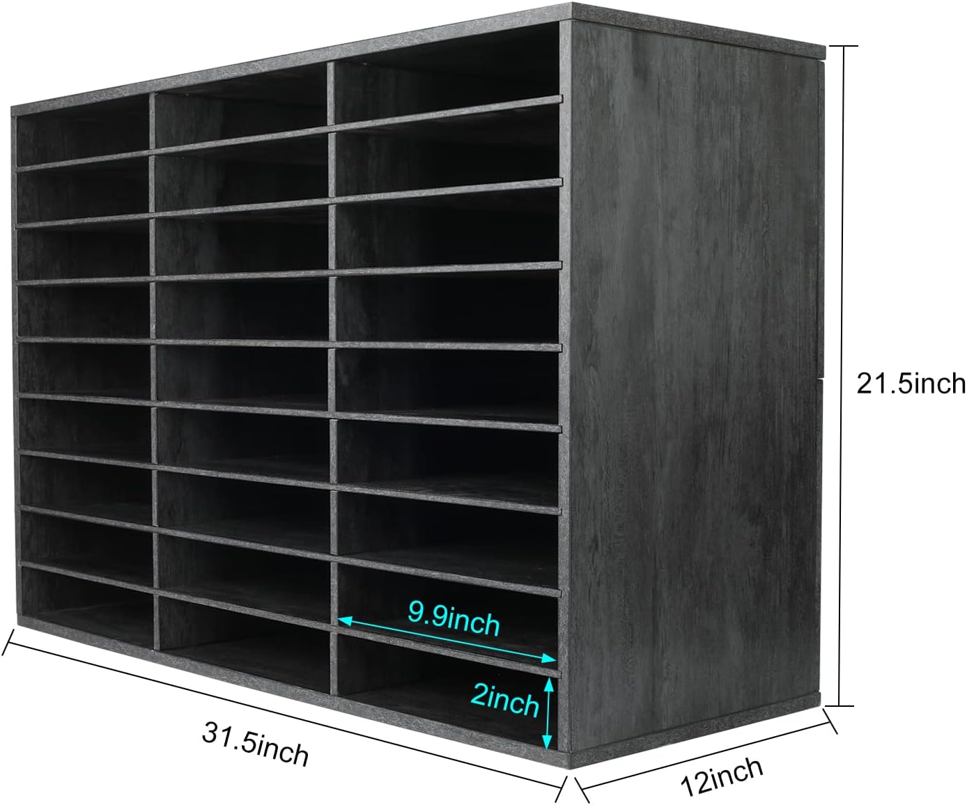 PAG Mail Sorter Organizer, Wood Literature Organizer, Student Mailbox for Classroom, Desktop Bill Paper Organizer for Office Home School, 27 Compartments, Dark Gray